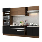 Cocina Integral 290 x 52 cm 9 Puertas 2 Cajones Con Mueble para Horno Marrón/Negro Glamy Madesa 07