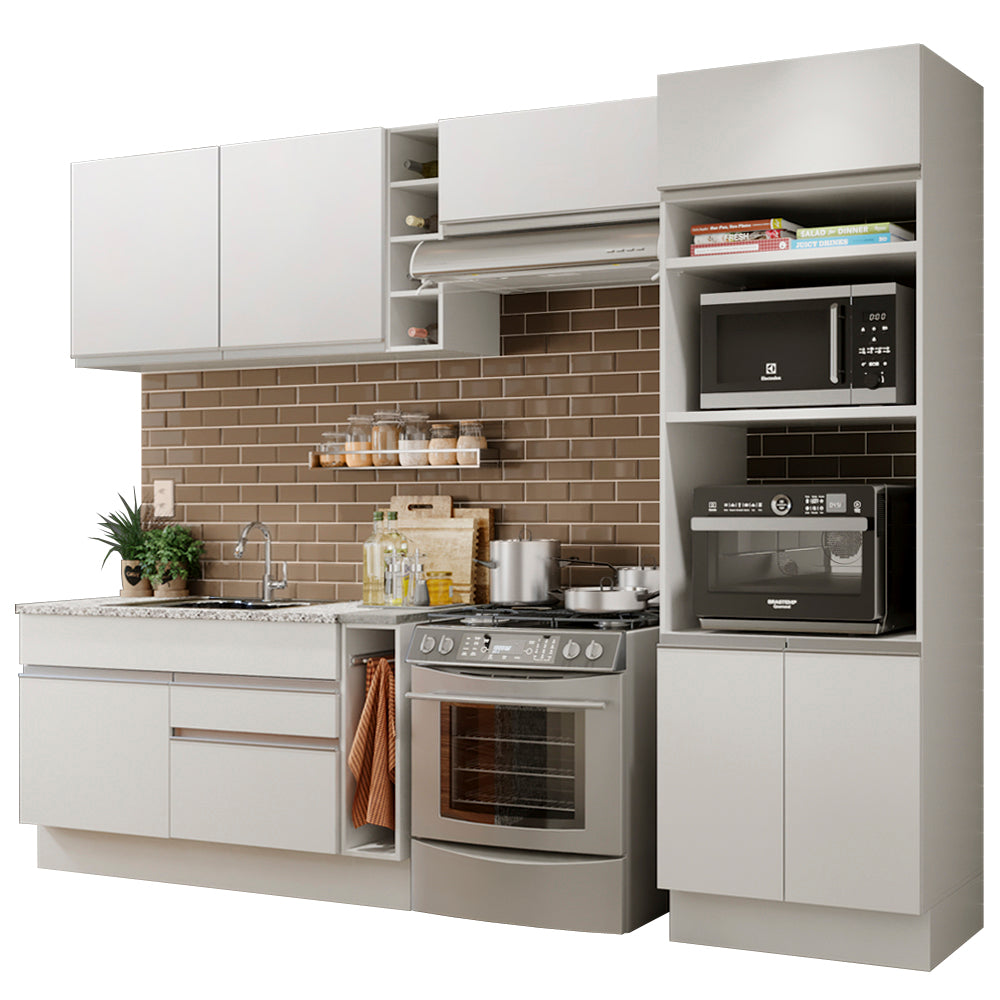 Cocina Integral 290 x 52 cm 7 Puertas 2 Cajones Con Mueble para Horno Blanco Glamy Madesa 10
