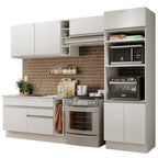 Cocina Integral 290 x 52 cm 7 Puertas 2 Cajones Con Mueble para Horno Blanco Glamy Madesa 10