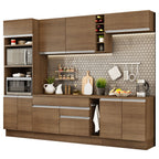 Cocina Integral 290 x 52 cm 9 Puertas 2 Cajones Con Mueble para Horno Marrón Glamy Madesa 12