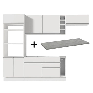 Cocina Integral 290 cm Con Mueble para Horno Blanco Glamy Madesa