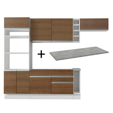 Cocina Integral 290 cm Con Mueble para Horno Blanco/Marrón Glamy Madesa