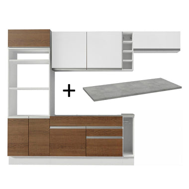 Cocina Integral 290 cm Con Mueble para Horno Blanco/Marrón Glamy Madesa