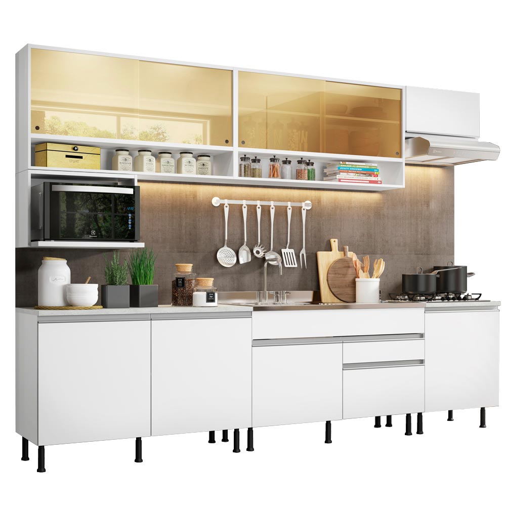 Cocina Integral 300cm Blanco Glamy 01SR