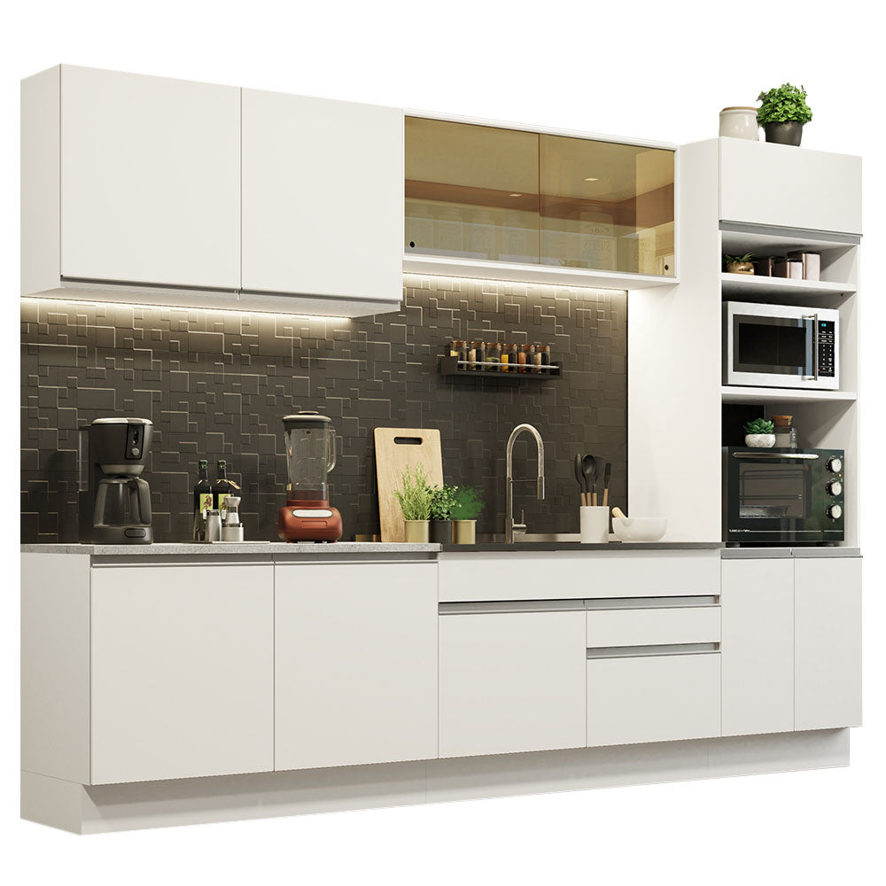 Cocina Integral 310 cm Con Mueble para Horno Blanco Glamy Madesa