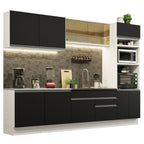 Cocina Integral 310 cm Con Mueble para Horno Blanco/Negro Glamy Madesa