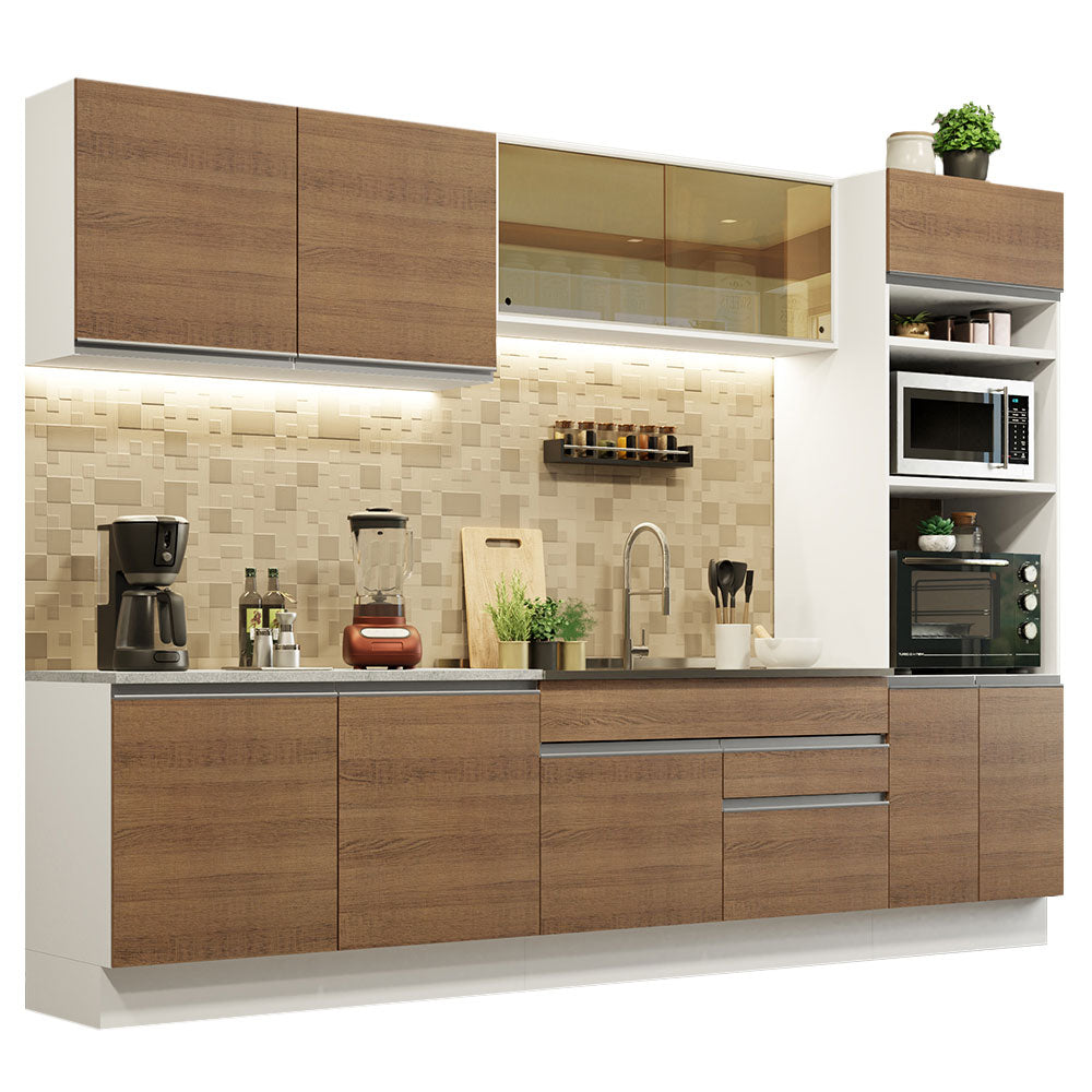 Cocina Integral 310 cm Con Mueble para Horno Blanco/Marrón Glamy Madesa