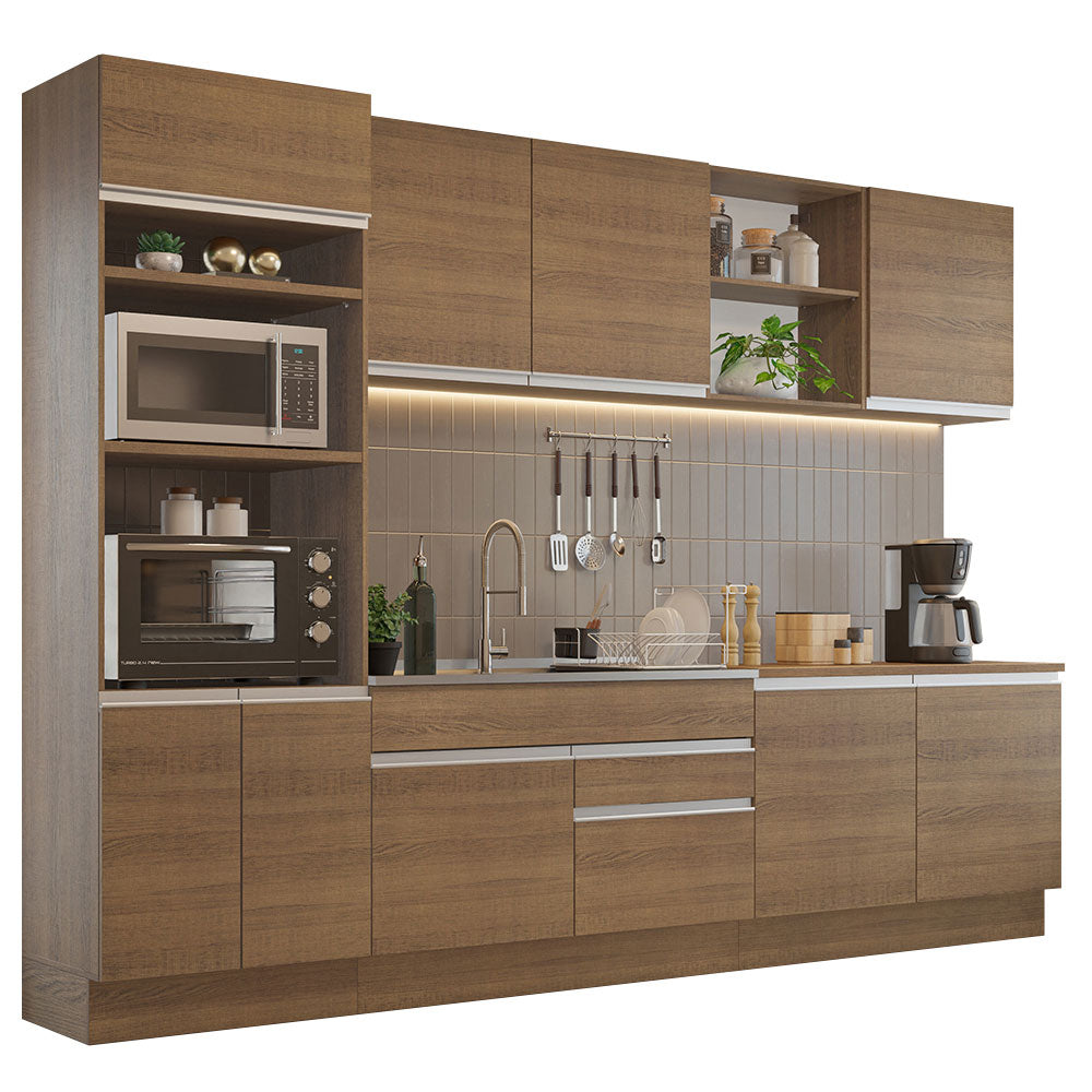 Cocina Integral 310 cm Con Mueble para Horno Marrón Glamy Madesa