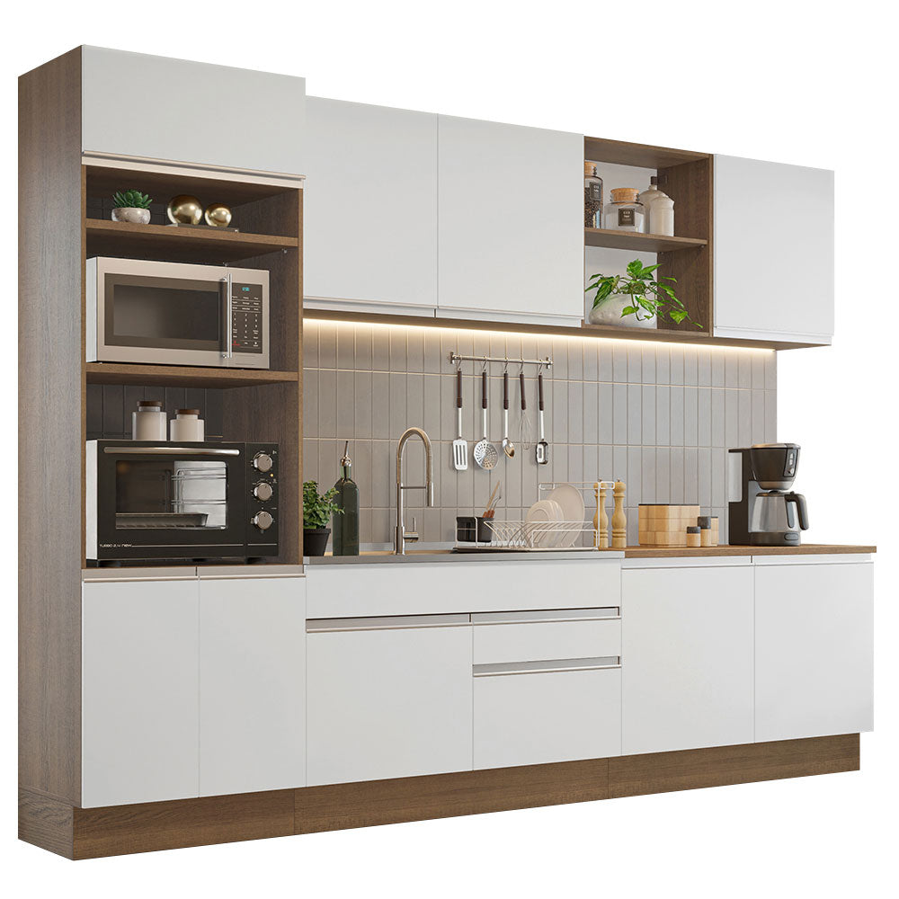 Cocina Integral 310 cm Con Mueble para Horno Marrón/Blanco Glamy Madesa