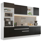 Cocina Integral 310 cm Con Mueble para Horno Blanco/Negro Glamy Madesa