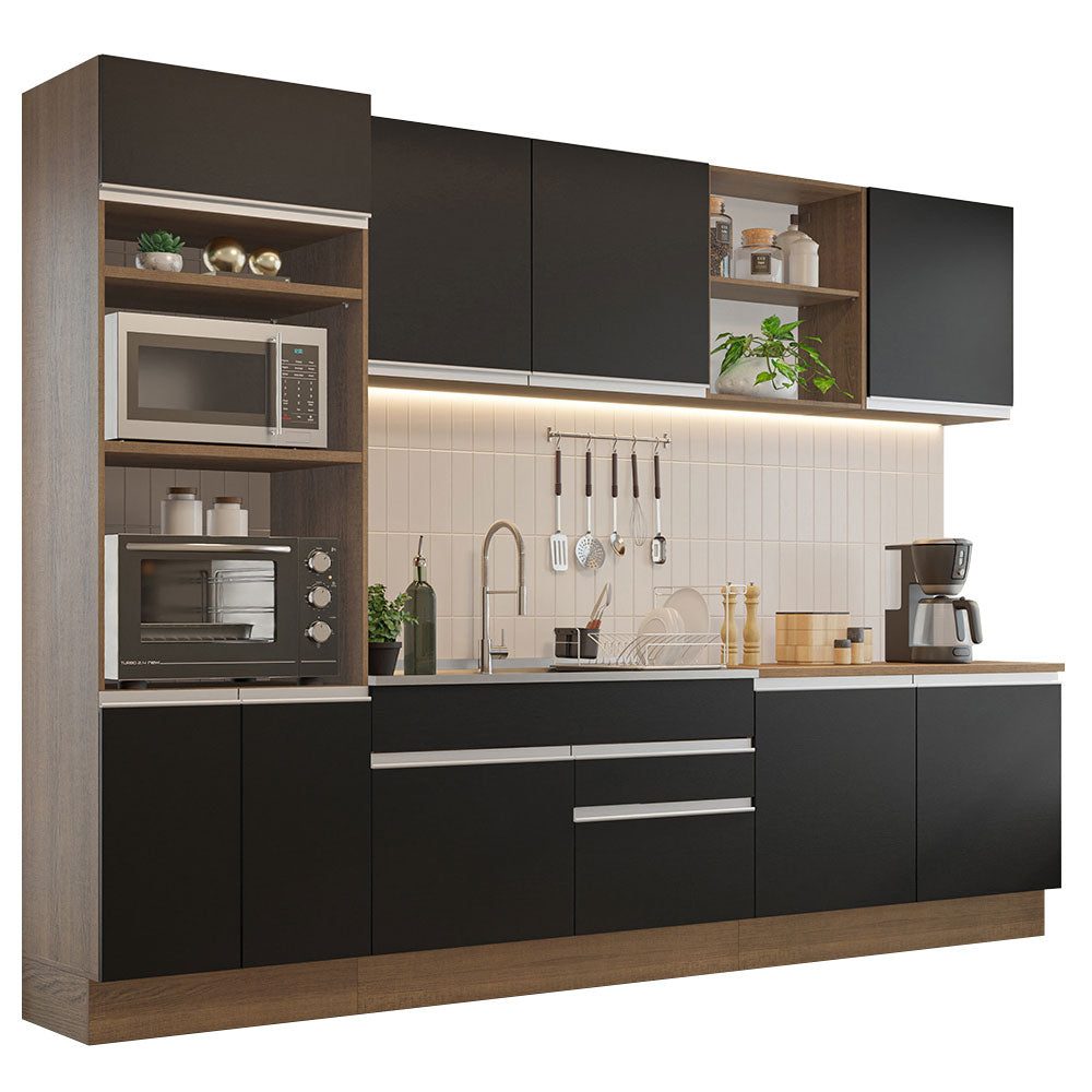 Cocina Integral 310 cm Con Mueble para Horno Marrón/Negro Madesa