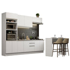 Kit Cocina Integral 385 cm Con Mueble para Horno y Barra de Cocina Blanco Glamy Madesa