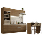 Kit Cocina Integral 385 cm y Barra de Cocina Marrón Glamy Madesa