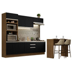 Kit Cocina Integral 315 cm y Barra de Cocina Marrón/Negro Glamy Madesa