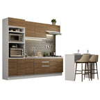 Kit Cocina Integral 385 cm Con Mueble para Horno y Barra de Cocina Blanco/Marrón Glamy Madesa