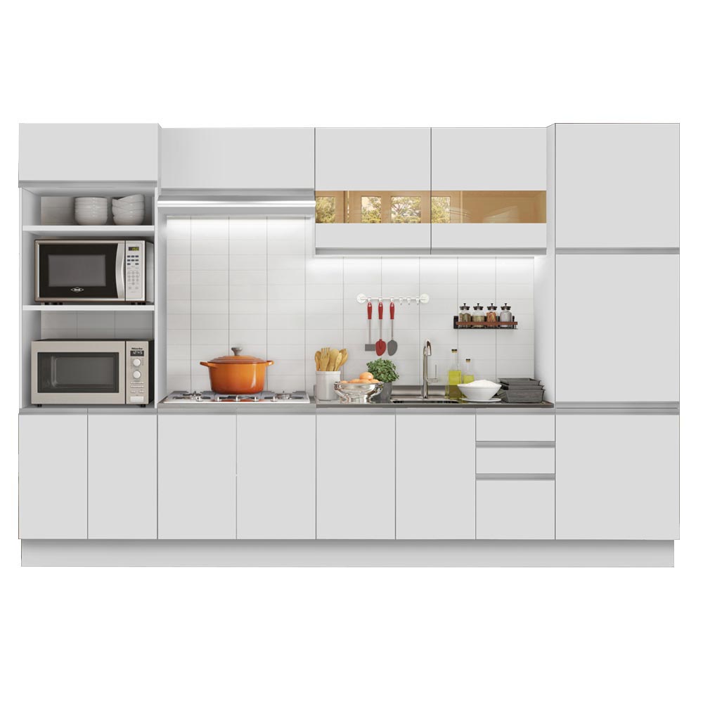 Cocina Integral 330 cm Con Mueble para Horno Blanco Glamy Madesa