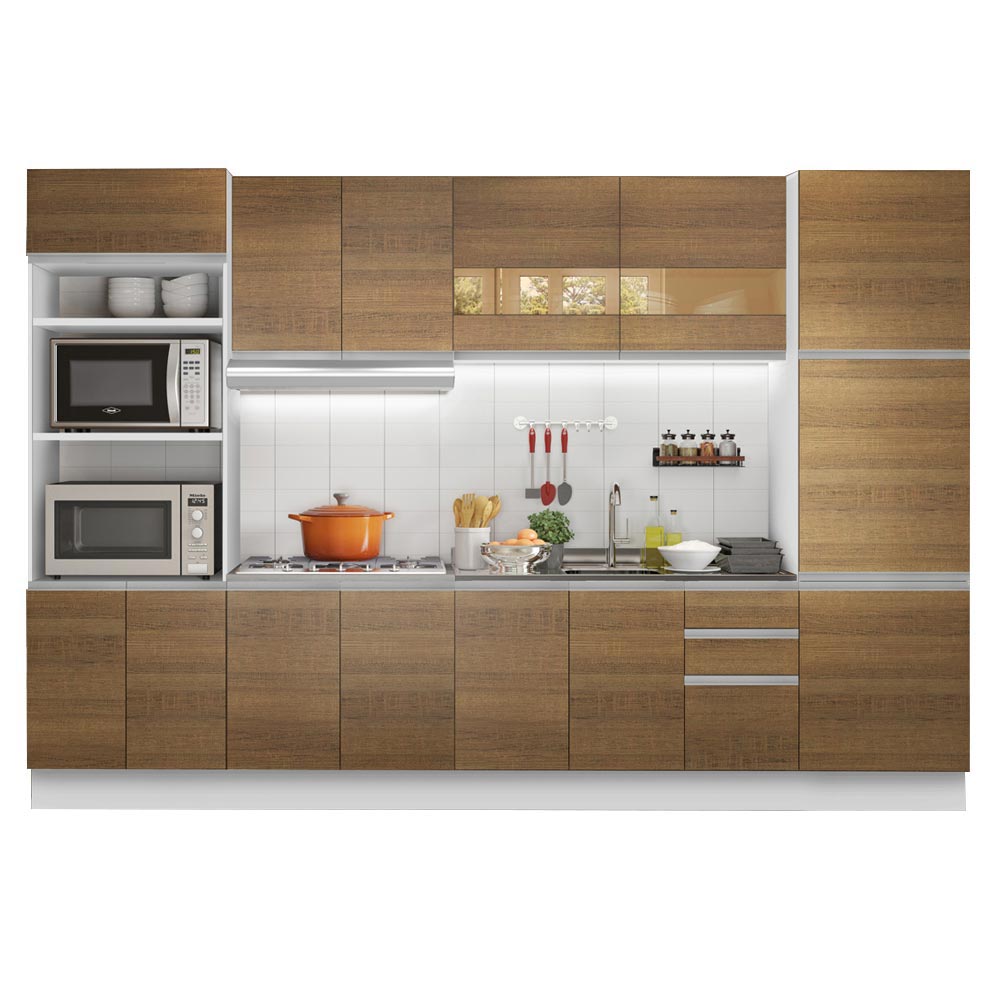 Cocina Integral 330cm Blanco/Marrón Glamy 02