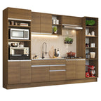 Cocina Integral 330 cm Con Mueble para Horno y Despensa Abierta Marrón Glamy Madesa