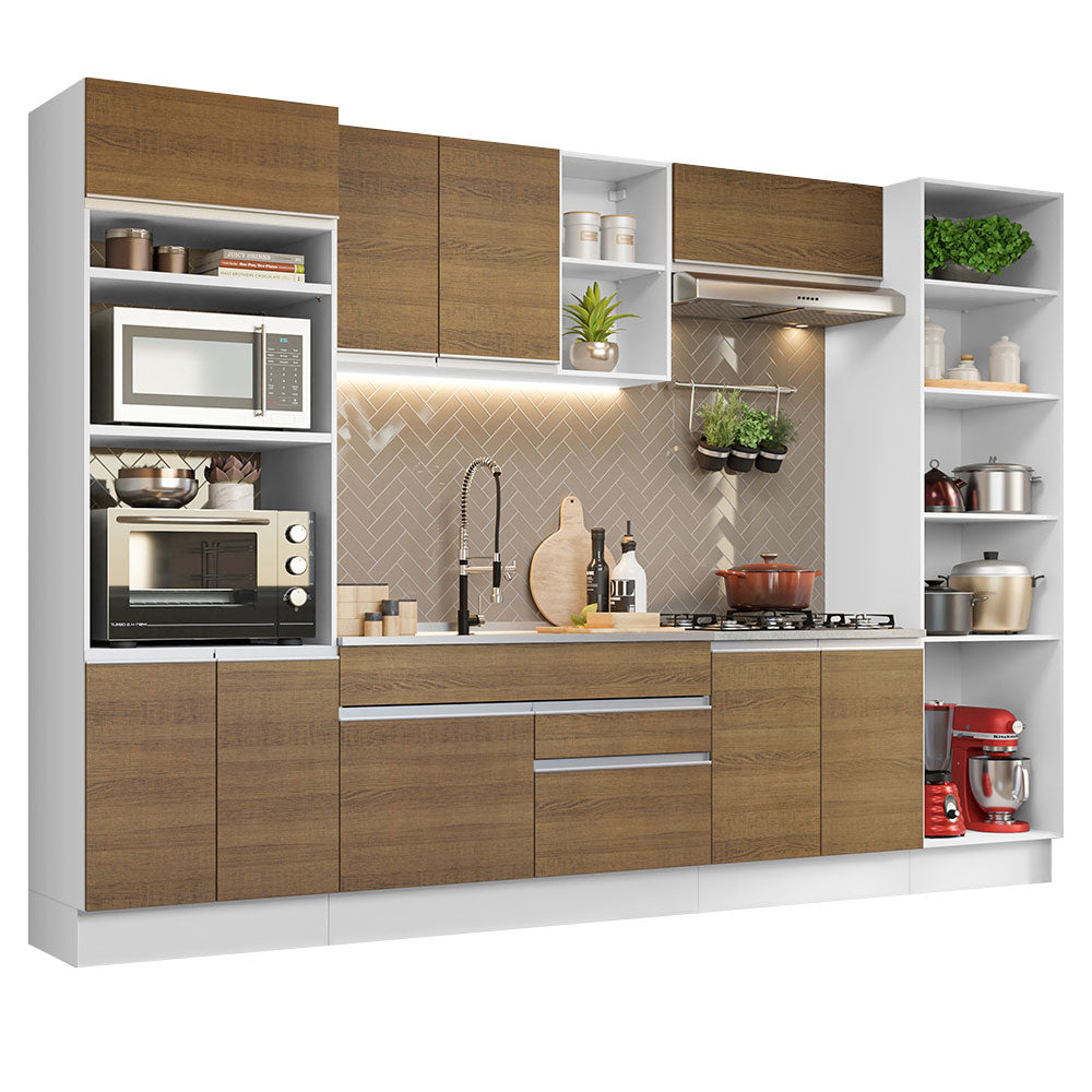 Cocina Integral 330cm Blanco/Marrón Glamy 03