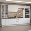 Cocina Integral 340 cm Con Vitrina y Mueble para Horno Blanco Glamy Madesa