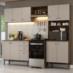 Cocina Compacta 235 cm Con Mueble para Horno Marrón/Crema Gourmet Madesa