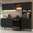 Cocina Compacta 235 cm Con Mueble para Horno Marrón/Negro Gourmet Madesa