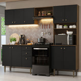 Cocina Compacta 235cm Marrón/Negro Gourmet 01