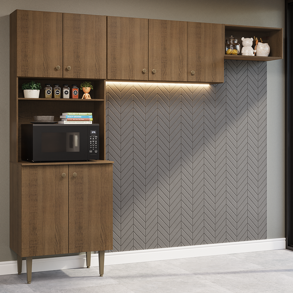 Cocina Integral 235cm Marrón Gourmet Madesa 03