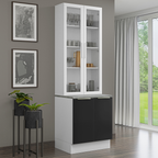 Kit Gabinete Bajo 2 Puertas y Vitrina 70 cm Blanco/Negro Lux Madesa