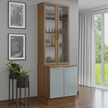 Kit Gabinete Bajo 2 Puertas y Vitrina 70 cm Marrón/Gris Lux Madesa