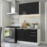 Cocina Integral 120 cm Blanco/Negro Lux Madesa 01