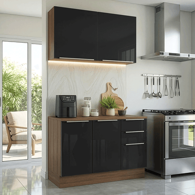 Cocina Compacta 120 x 60 cm Marrón/Negro Lux Madesa