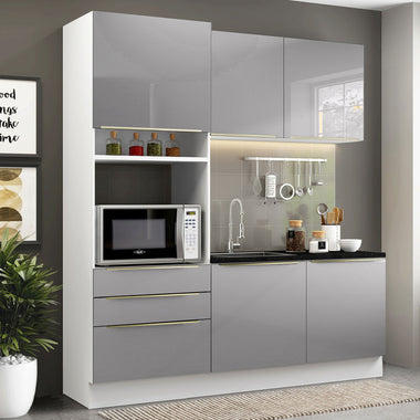 Cocina Compacta 180 x 60 cm Blanco/Gris Lux Madesa