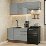 Cocina Compacta 180 x 60 cm Marrón/Gris Lux Madesa 03