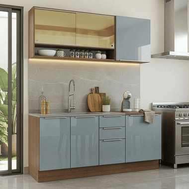 Cocina Compacta 180 x 60 cm Marrón/Gris Lux Madesa