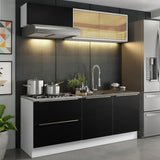 Cocina Integral 200cm Lux Blanco/Negro 01