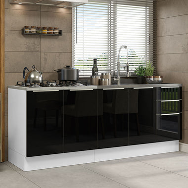 Kit 2 Gabinetes Bajos de Cocina 200 cm Sin Encimera Blanco/Negro Lux Madesa