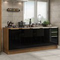 Kit 2 Gabinetes Bajos de Cocina 200 cm Sin Encimera Marrón/Negro Lux Madesa