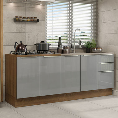 Kit 2 Gabinetes Bajos de Cocina 200 cm Sin Encimera Marrón/Gris Lux Madesa