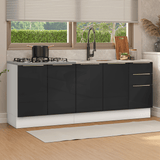 Cocina Integral 200 cm Blanco/Negro Lux Madesa 05