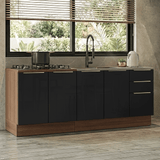 Cocina Compacta 200 x 60 cm Marrón/Negro Lux Madesa 06