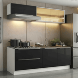 Cocina Integral 200 cm Blanco/Negro Lux Madesa 07