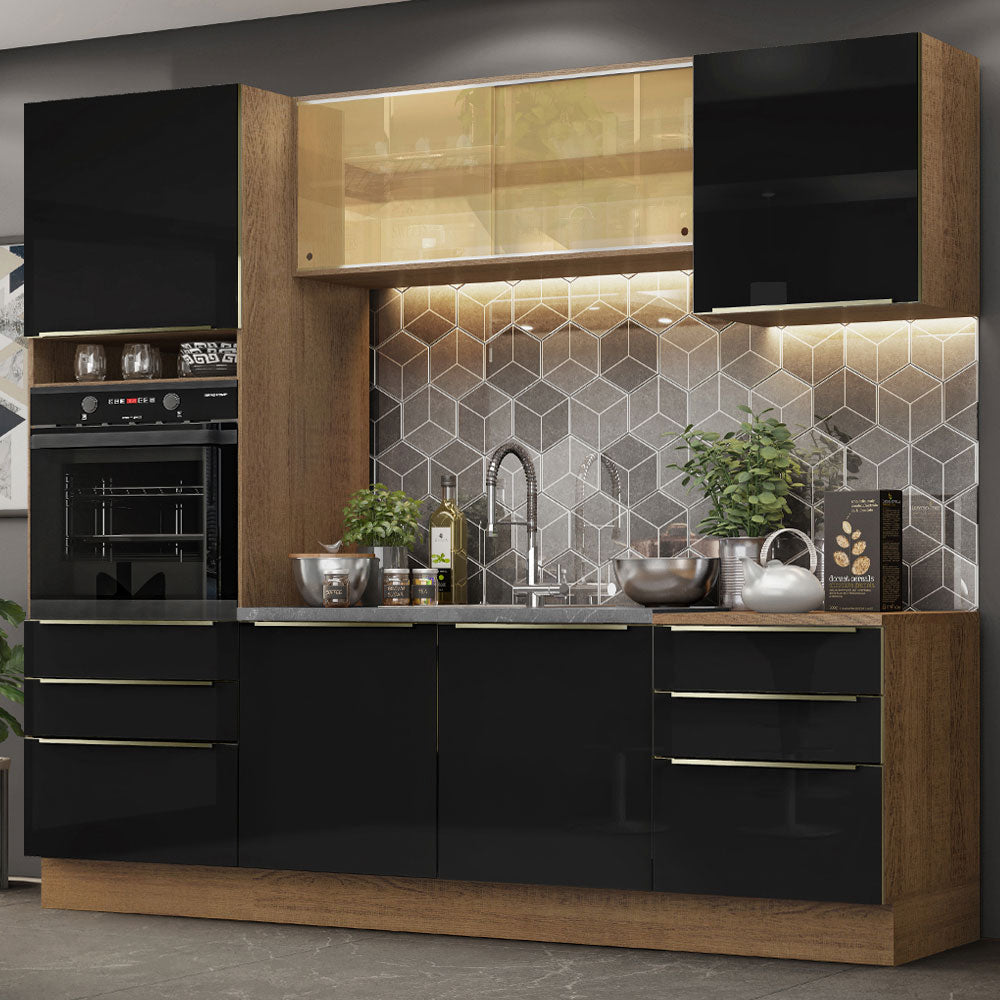 Cocina Integral 240cm Marrón/Negro Lux 02