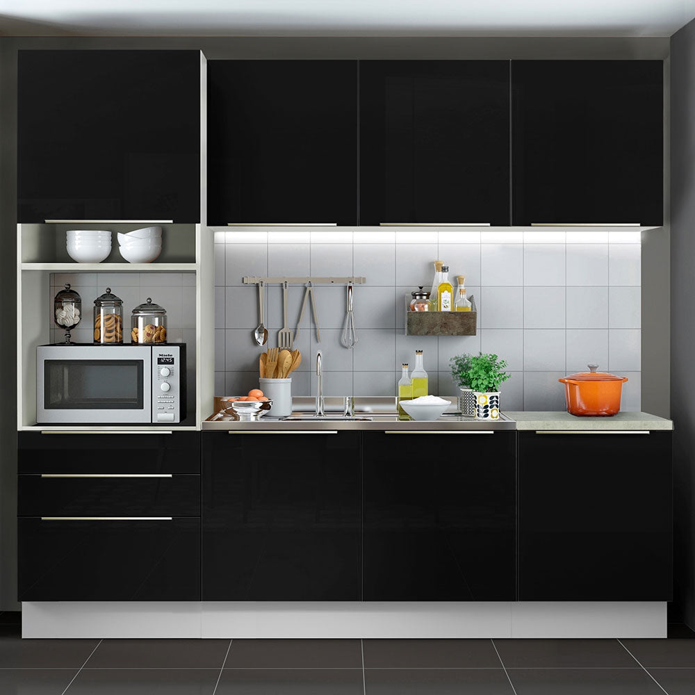 Cocina Integral 240cm Lux Blanco/Negro 03