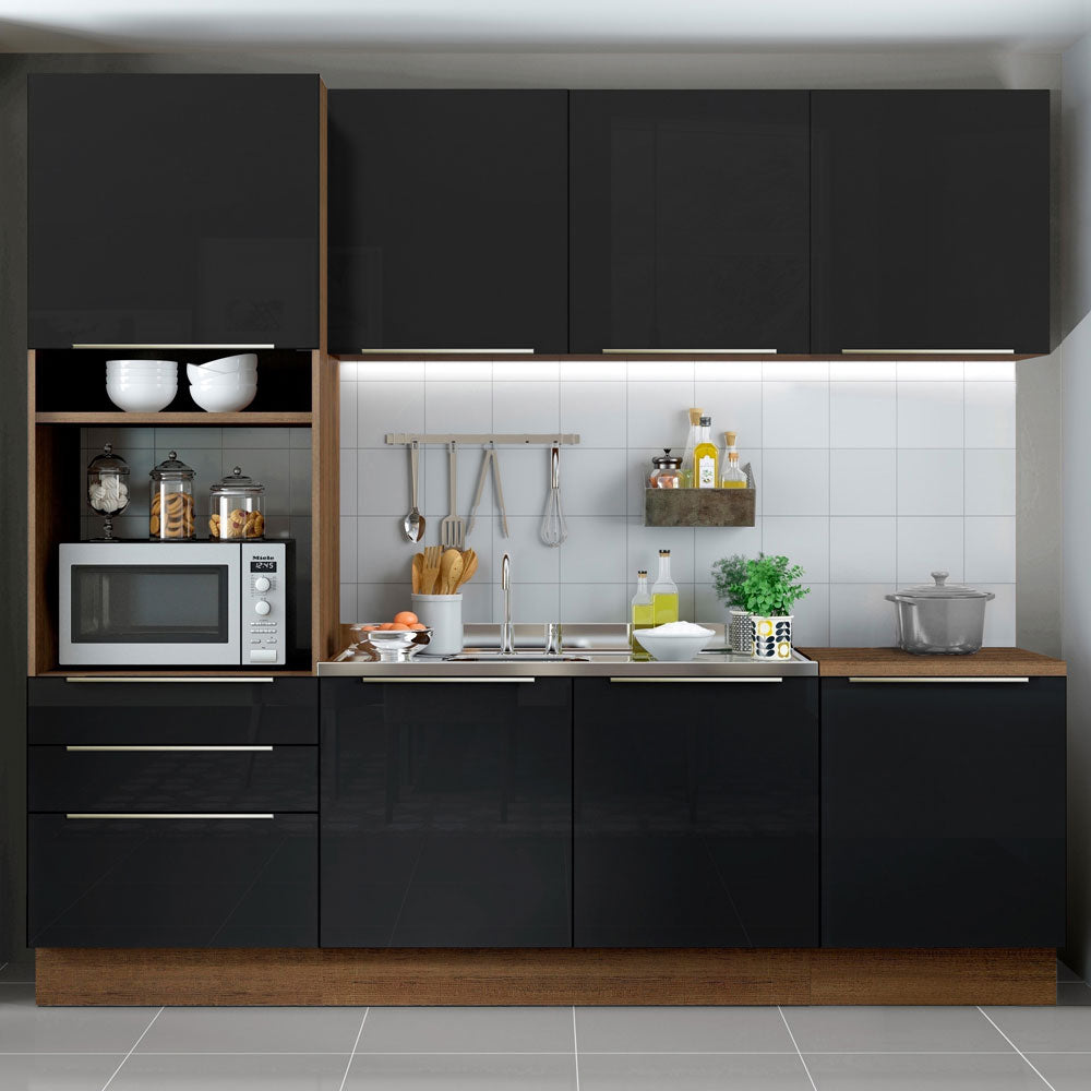 Cocina Integral 240cm Marrón/Negro Lux 03