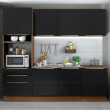 Cocina Integral 240cm Marrón/Negro Lux 03