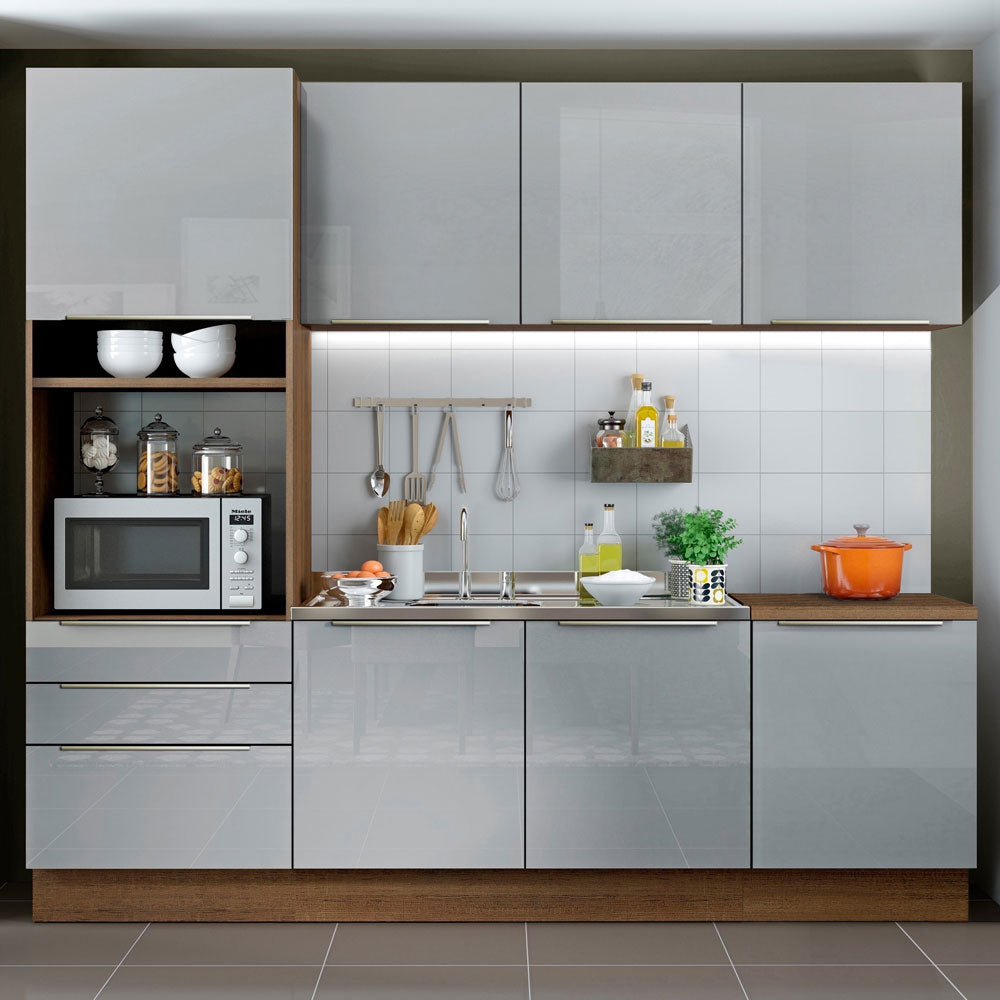 Cocina Integral 240cm Marrón/Gris Lux Madesa 03