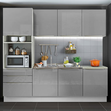 Cocina Integral 240 cm Con Mueble para Horno Blanco/Gris Lux Madesa