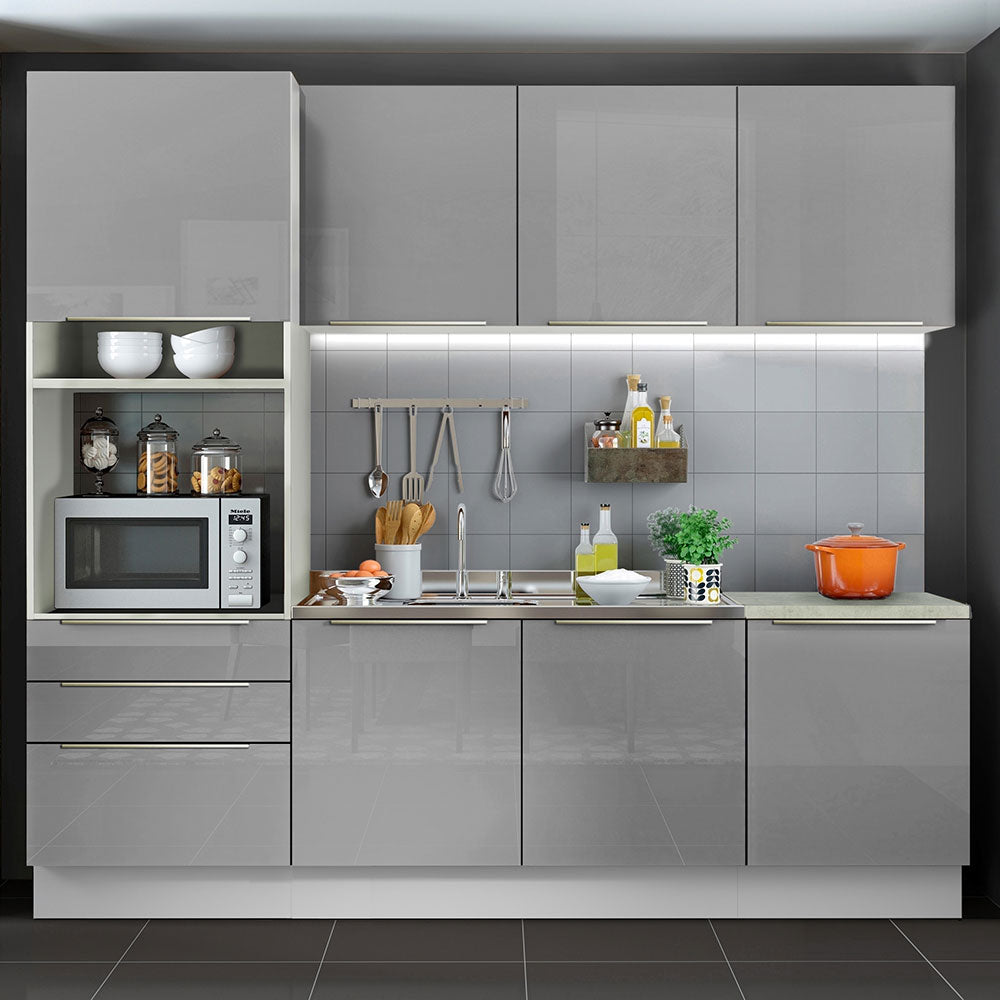 Cocina Integral 240cm Lux Blanco/Gris 03