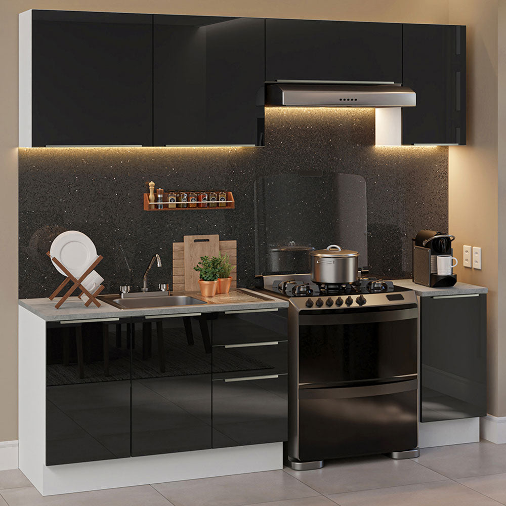 Cocina Integral con Accesorios 240cm Lux Blanco/Negro